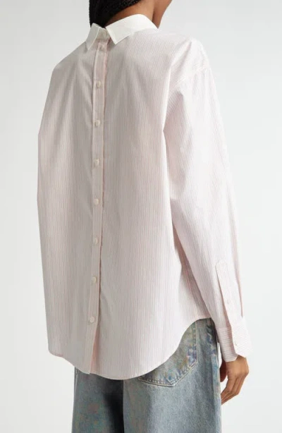 Acne Studios Saffron Stripe Cotton Poplin Button-up Shirt In Neutral