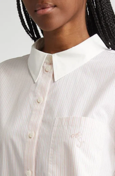 Acne Studios Saffron Stripe Cotton Poplin Button-up Shirt In Neutral