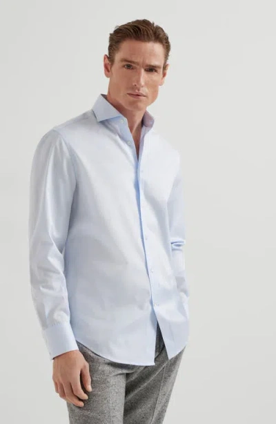 Brunello Cucinelli Spread Collar Shirt In Blue