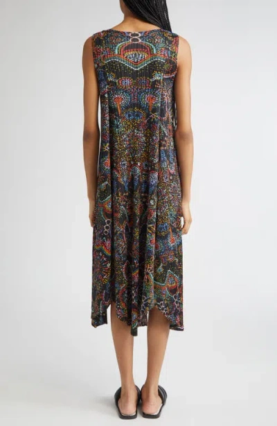 Issey Miyake Sleeveless Pleated Midi Dress In Multi