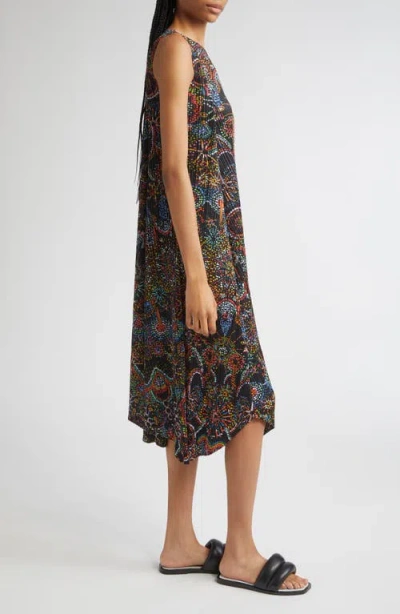 Issey Miyake Sleeveless Pleated Midi Dress In Multi