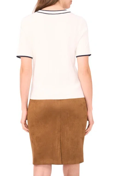 Halogenr Halogen(r) Tipped Short Sleeve Crewneck Sweater