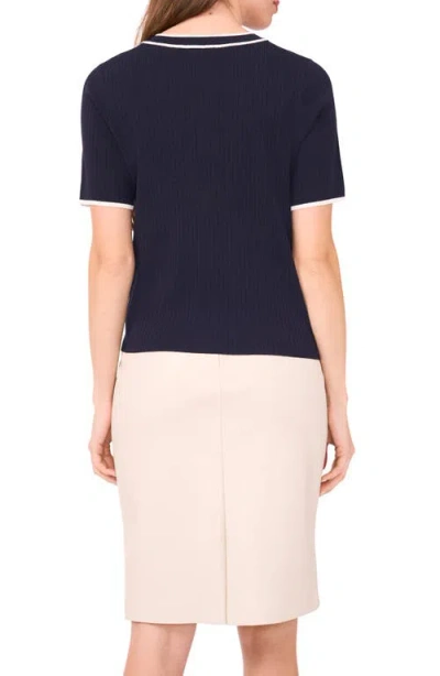 Halogenr Halogen(r) Tipped Short Sleeve Crewneck Sweater