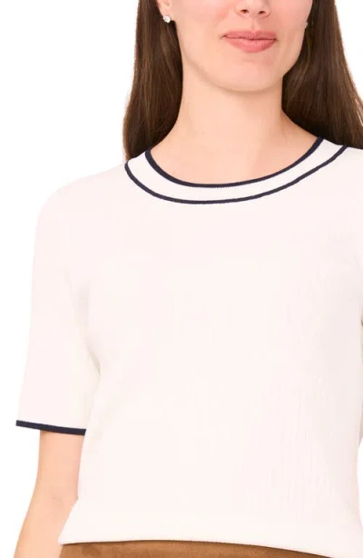 Halogenr Halogen(r) Tipped Short Sleeve Crewneck Sweater