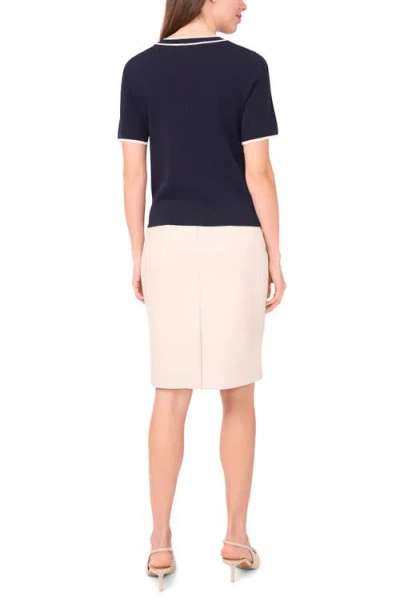 Halogenr Halogen(r) Tipped Short Sleeve Crewneck Sweater