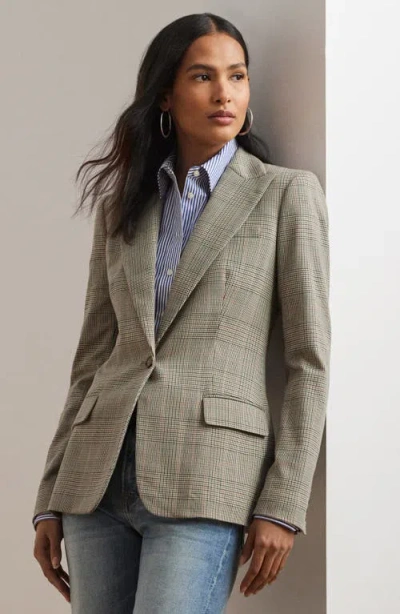 Ralph Lauren Lauren  Glen Plaid Cotton Blend Twill Blazer