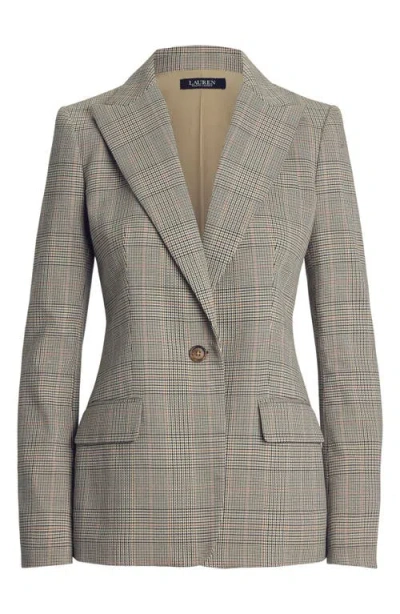 Ralph Lauren Lauren  Glen Plaid Cotton Blend Twill Blazer