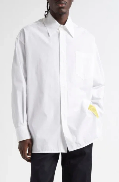 Mm6 Maison Margiela Numeric Motif Label Button-up Shirt In White