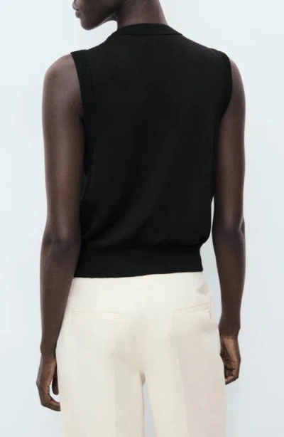 Mango Fine Knit Sweater Vest In Black