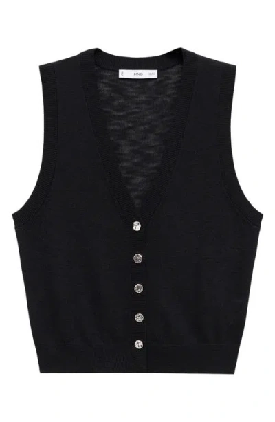 Mango Fine Knit Sweater Vest In Black