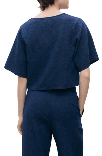 Mango Tie Front Denim Top
