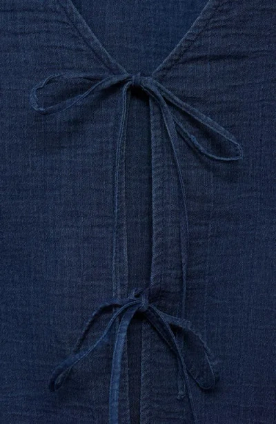 Mango Tie Front Denim Top