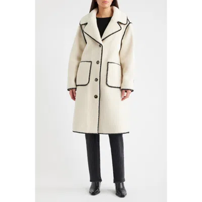 Bernardo Blanket Stitch Fleece Coat In Neutral