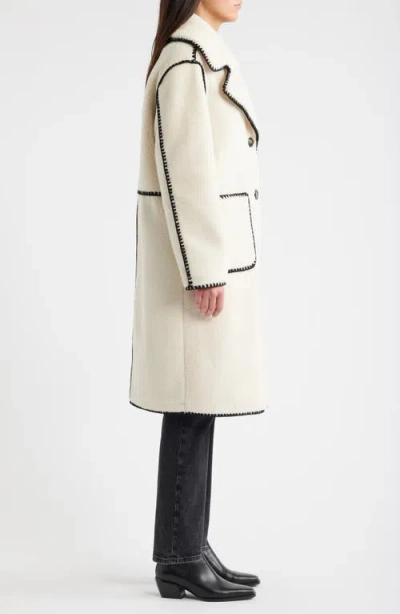 Bernardo Blanket Stitch Fleece Coat In Neutral