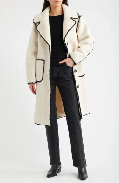 Bernardo Blanket Stitch Fleece Coat In Neutral