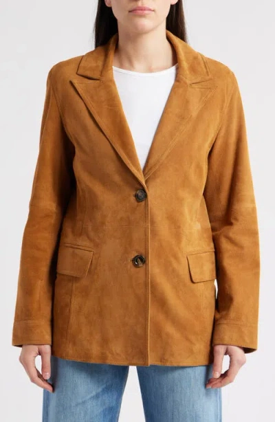 Bernardo Single Breasted Suede Blazer
