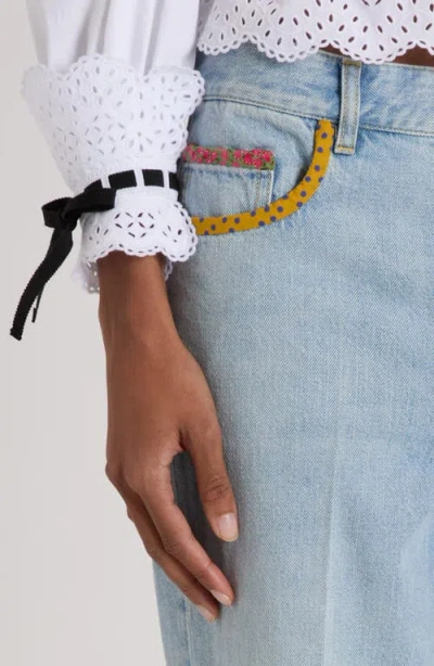 Valentino Garavani Contrast Border Straight Leg Jeans In Blue