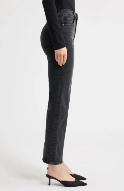 Frame Le Sleek High Waist Ankle Straight Leg Jeans In Black