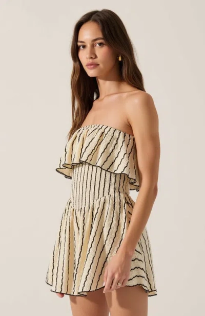 Modenaire Textured Strapless Mini Dress With Ruffled Bodice And Fitted Waist