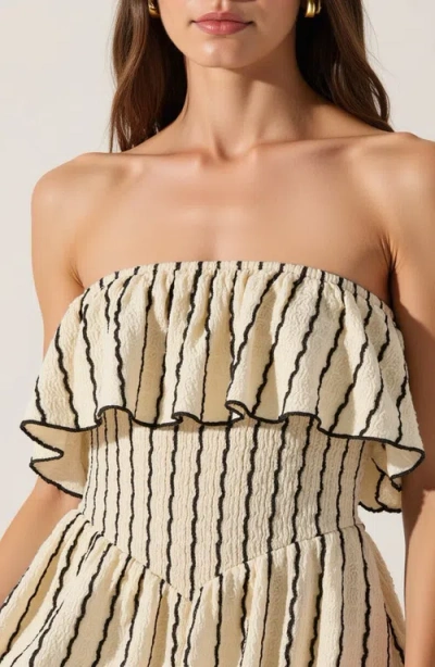 Modenaire Textured Strapless Mini Dress With Ruffled Bodice And Fitted Waist