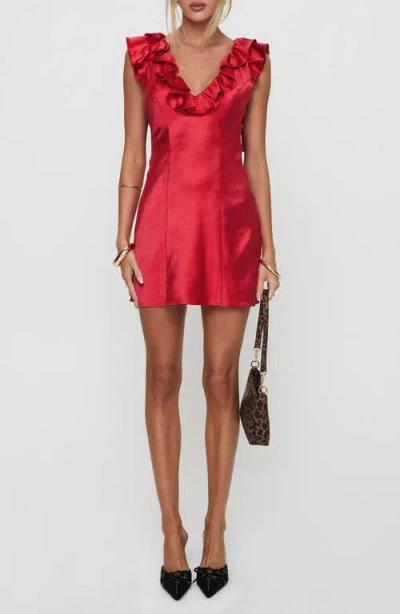Princess Polly Butacup Ruffle Satin Minidress In Red