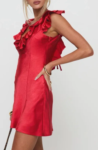 Princess Polly Butacup Ruffle Satin Minidress In Red