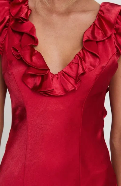 Princess Polly Butacup Ruffle Satin Minidress In Red