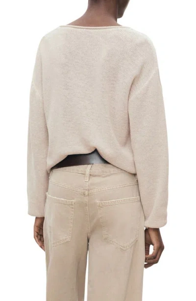 Mango V-neck Sweater In Nude