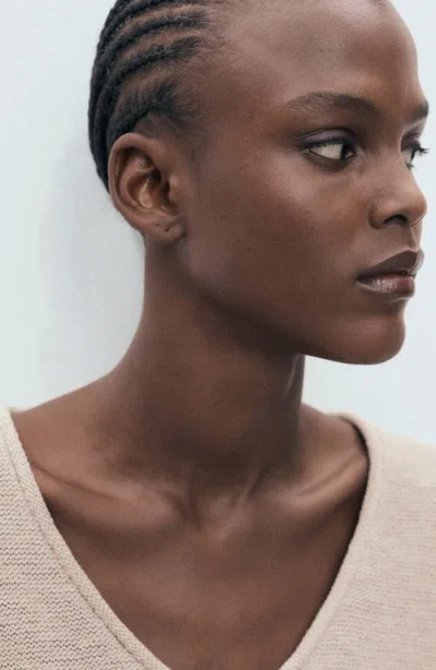 Mango V-neck Sweater In Nude