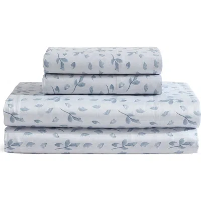 Calvin Klein Falling Petals 300 Thread Count Sateen Sheet Set In Blue