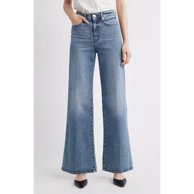 Frame Le Slim Palazzo Bardot Pocket Wide Leg Jeans In Blue