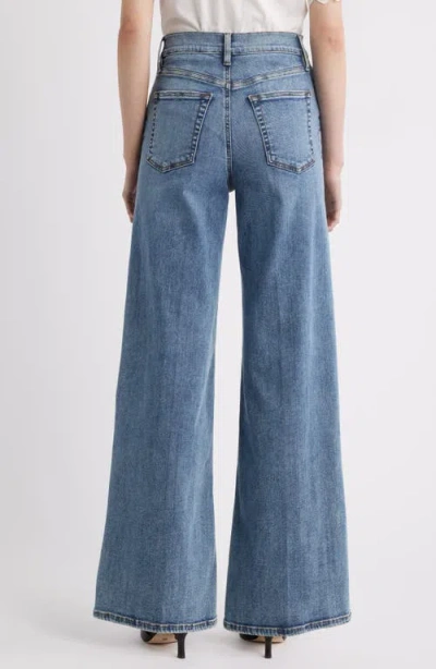 Frame Le Slim Palazzo Bardot Pocket Wide Leg Jeans In Blue