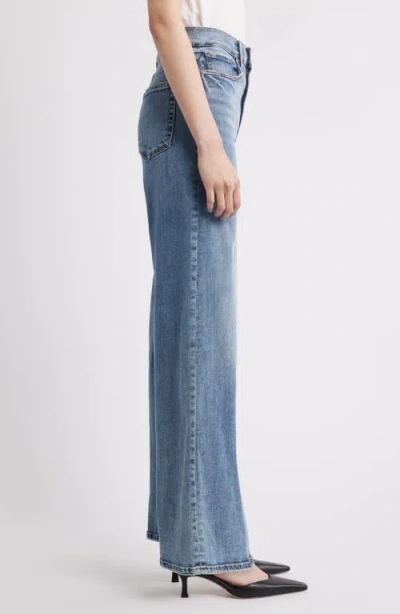 Frame Le Slim Palazzo Bardot Pocket Wide Leg Jeans In Blue