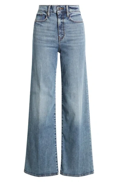 Frame Le Slim Palazzo Bardot Pocket Wide Leg Jeans In Blue