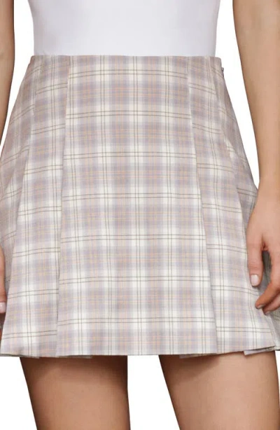 Avec Les Filles Plaid Pleated High Waist Skirt