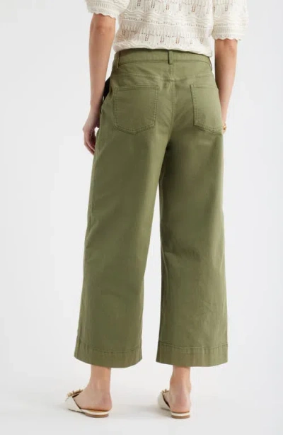 Caslonr Caslon(r) Wide Leg Cotton Stretch Twill Ankle Pants