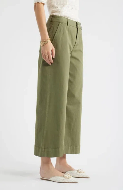 Caslonr Caslon(r) Wide Leg Cotton Stretch Twill Ankle Pants