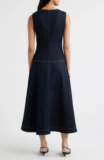 Zoe And Claire Sleeveless Denim A-line Midi Dress