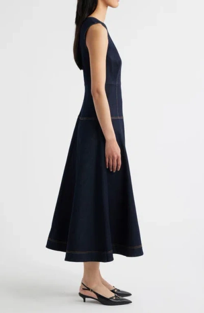 Zoe And Claire Sleeveless Denim A-line Midi Dress