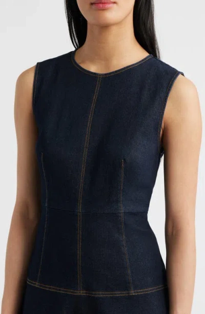 Zoe And Claire Sleeveless Denim A-line Midi Dress