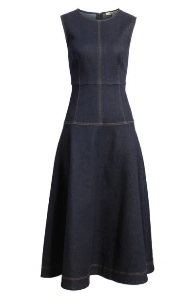Zoe And Claire Sleeveless Denim A-line Midi Dress