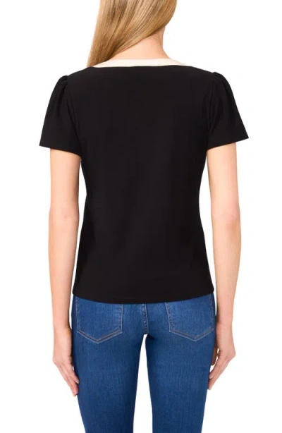 Cece By Cynthia Steffe Cascading Ruffle Knit Top In Black