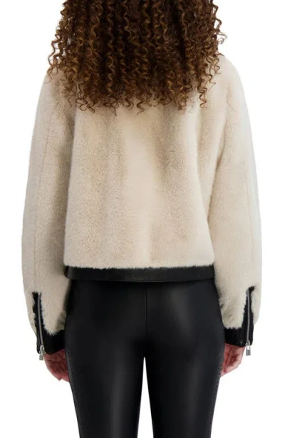 Karl Lagerfeld Faux Fur Jacket In Neutral