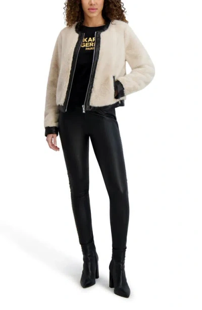 Karl Lagerfeld Faux Fur Jacket In Neutral
