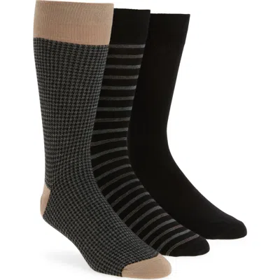 Nordstrom Assorted 3-pack Combed Cotton Blend Dress Socks In Black