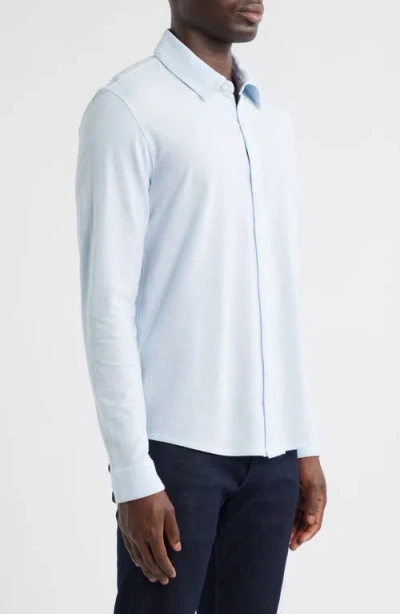 Vince Pique Shirt With Classic Collar In Blue