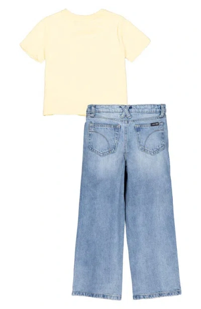 Joe's Kids' Ruched T-shirt & Wide Leg Jeans Set In Yellow