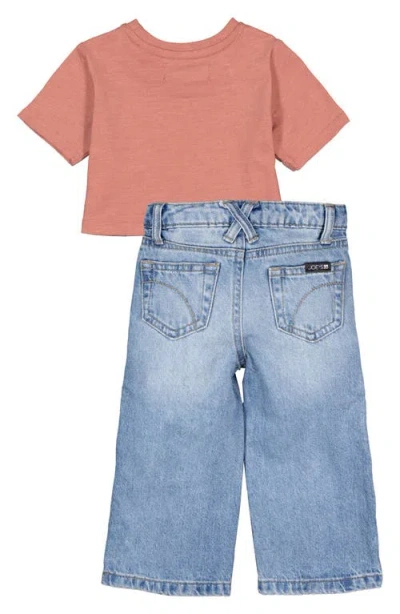 Joe's Kids' Ruched T-shirt & Wide Leg Jeans Set In Pink