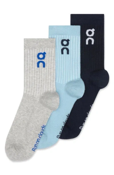 On 3-pack Logo Quarter Socks In Gray