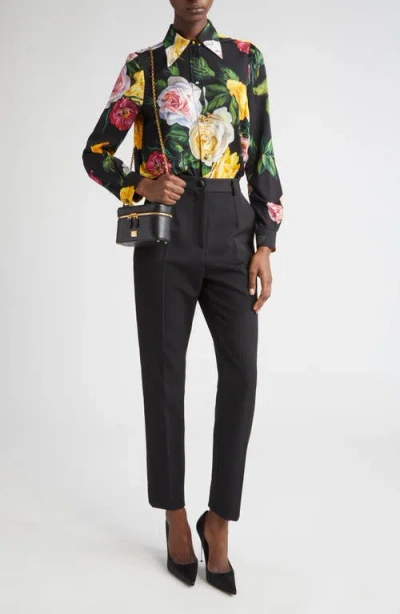 Dolce & Gabbana Dolce&gabbana Peony & Rose Floral Charmeuse Button-up Shirt